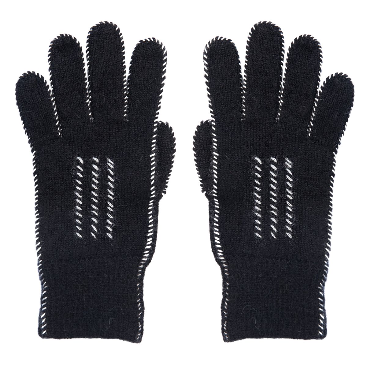 Alpaca Stitch Gloves in Black & Ivory