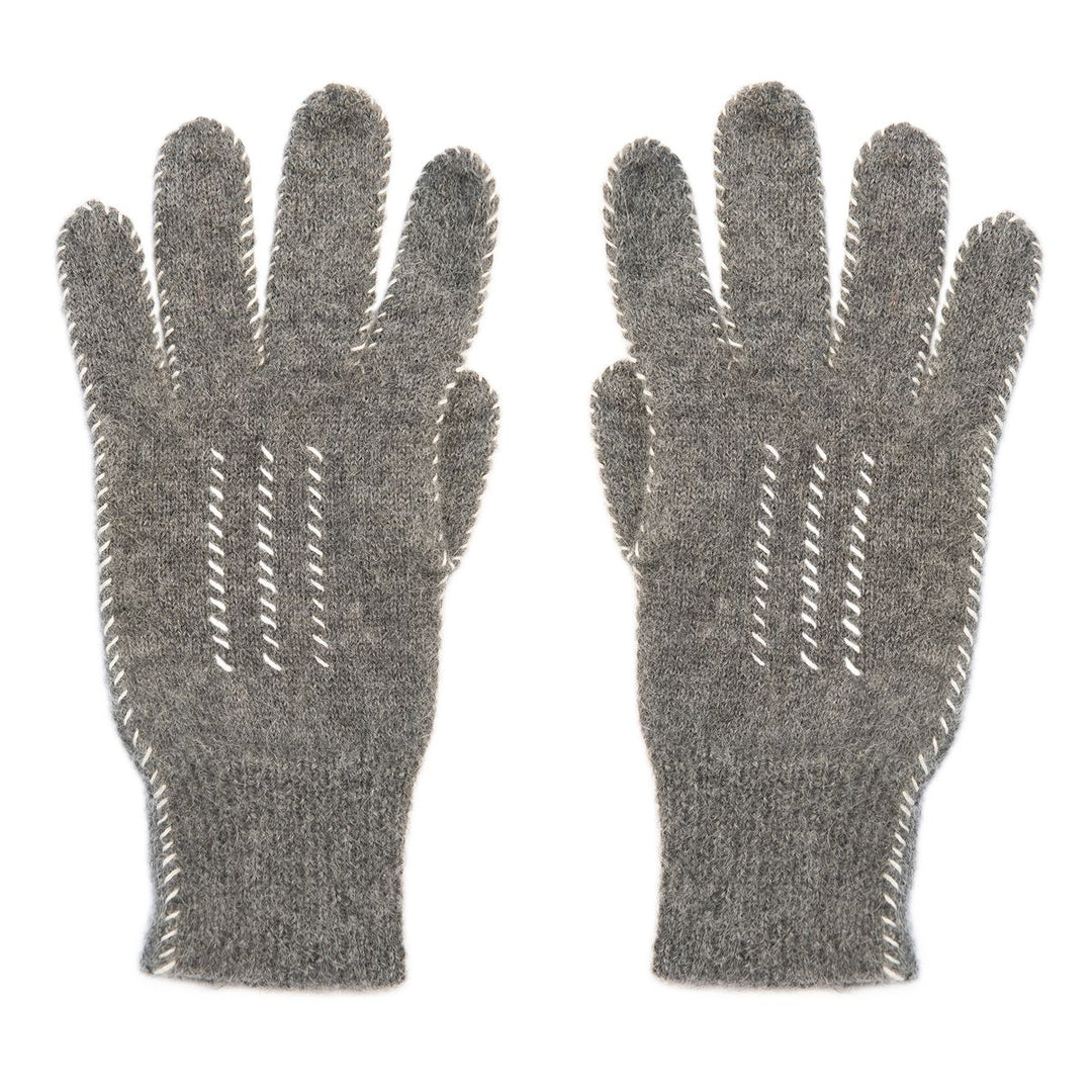 Alpaca Stitch Gloves in Flannel & Ivory