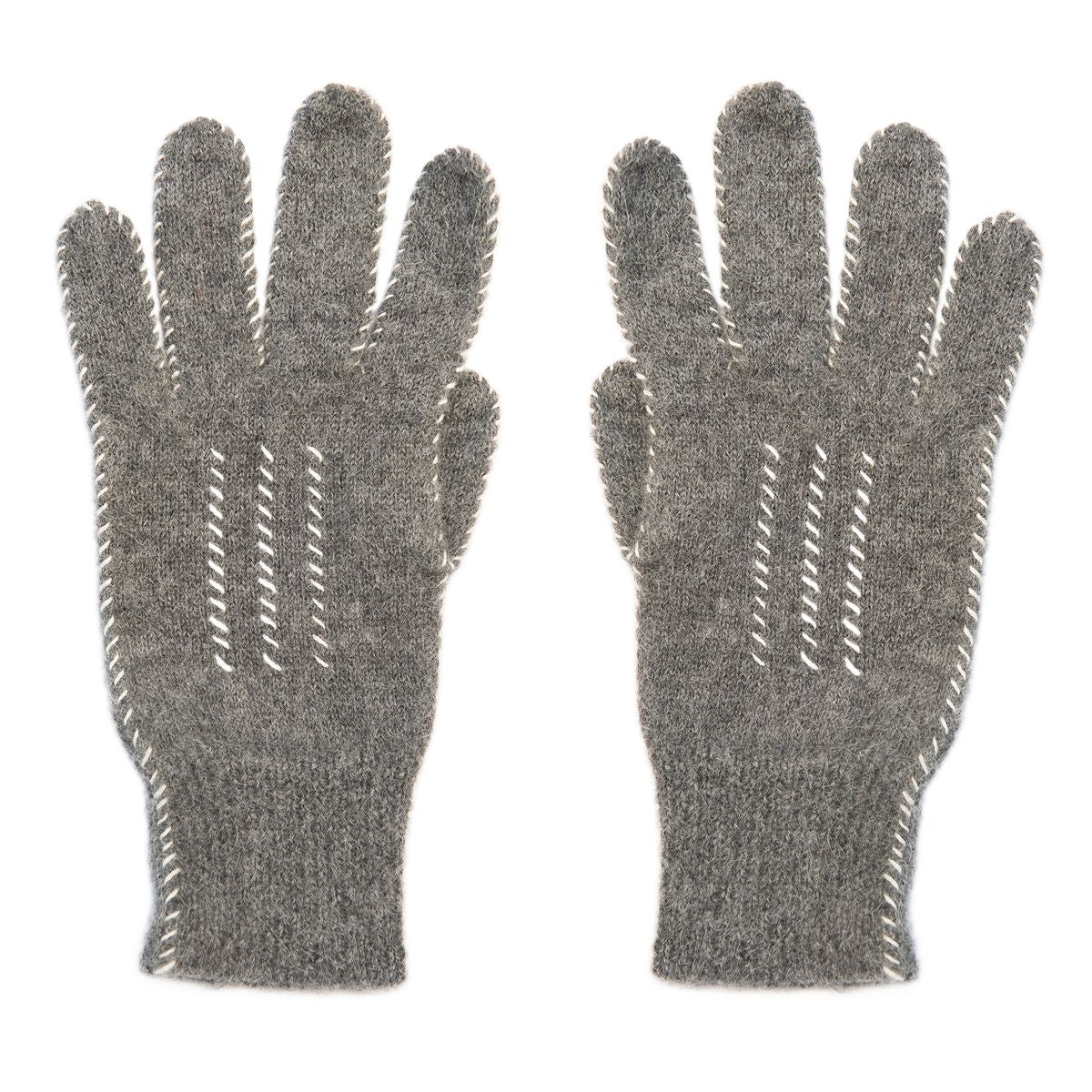 Alpaca Stitch Gloves in Flannel & Ivory