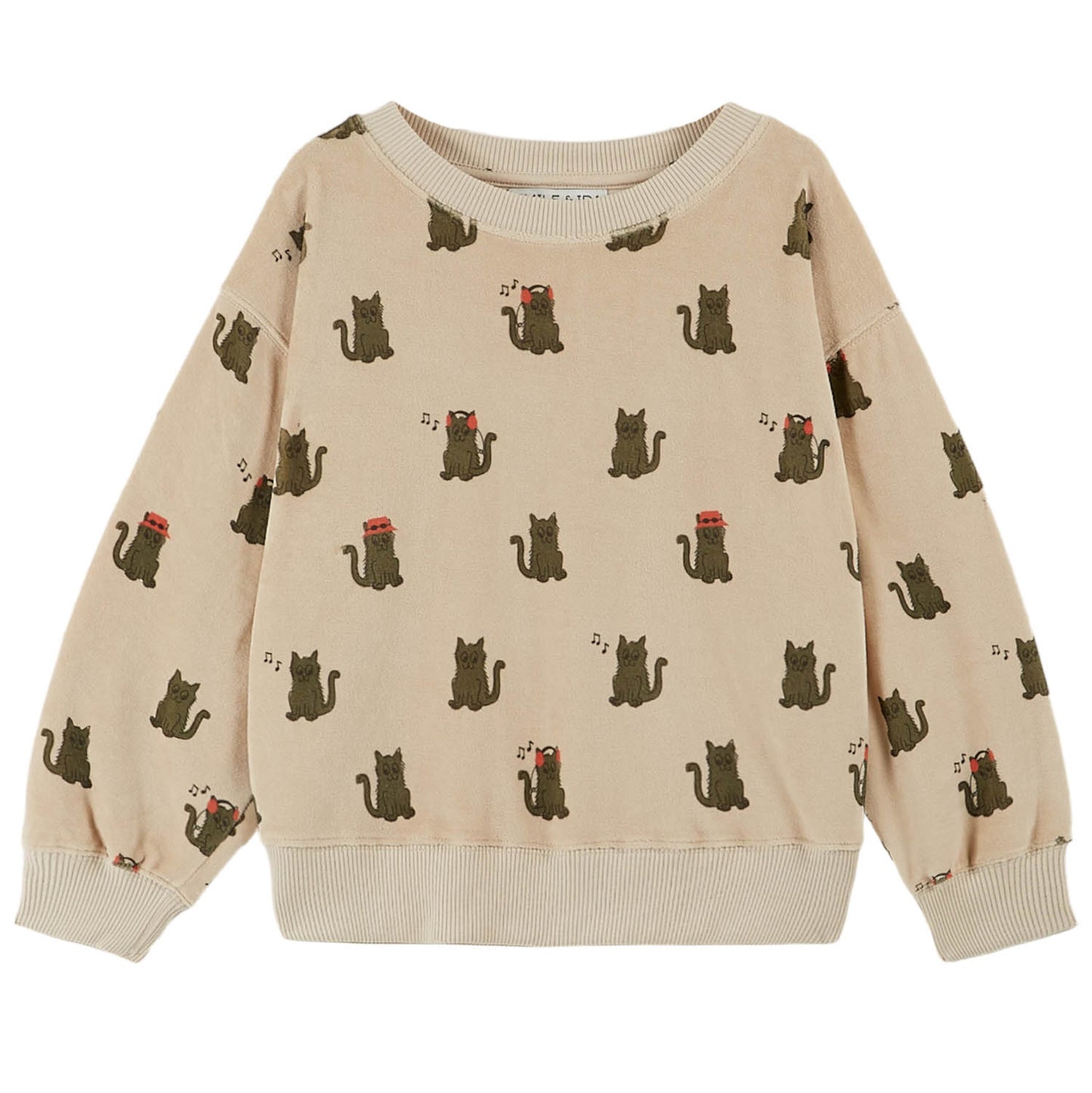 EMILE ET IDA Cool Cat Velour Sweatshirt