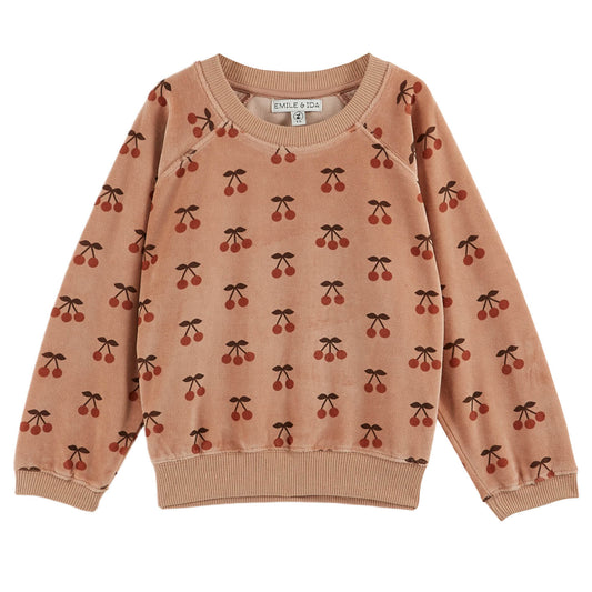 EMILE ET IDA Cherries Velour Sweatshirt