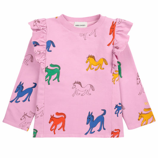 BOBO CHOSES Wonder Horse Ruffle Sweatshirt