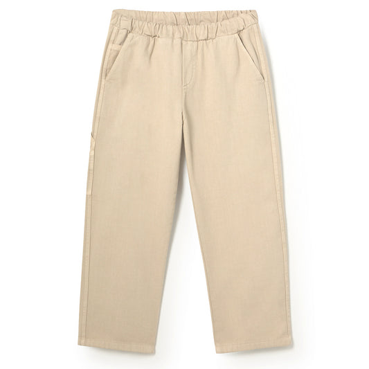 MY LITTLE COZMO Blask Smooth Cotton Twill Pockets Pants - Stone