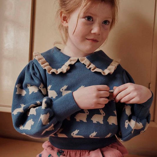 EMILE ET IDA Bunny Pullover Cotton Sweater