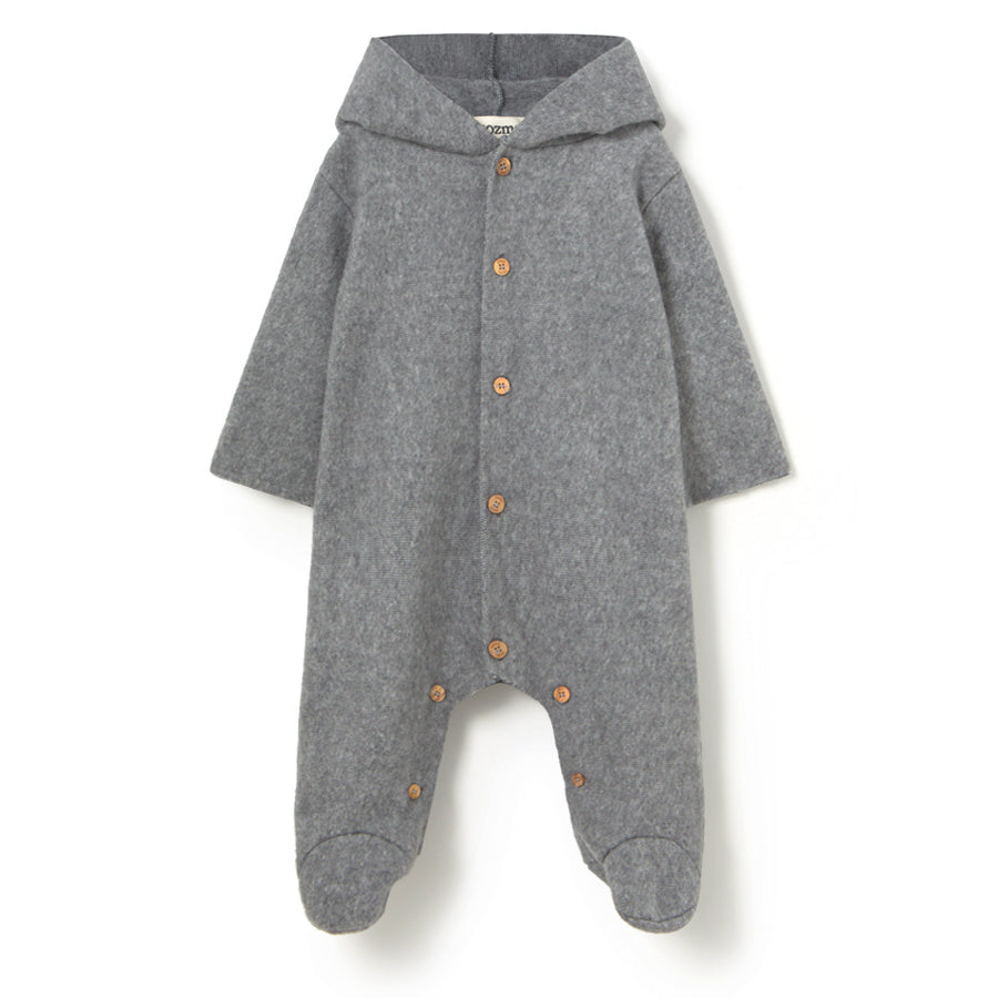 MY LITTLE COZMO Jade Soft Mélange Bamboo Bearsuit - Grey