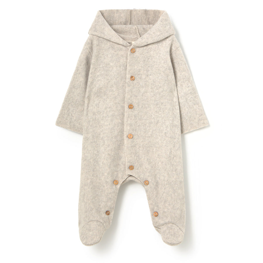 MY LITTLE COZMO Jade Soft Mélange Bamboo Bearsuit - Stone