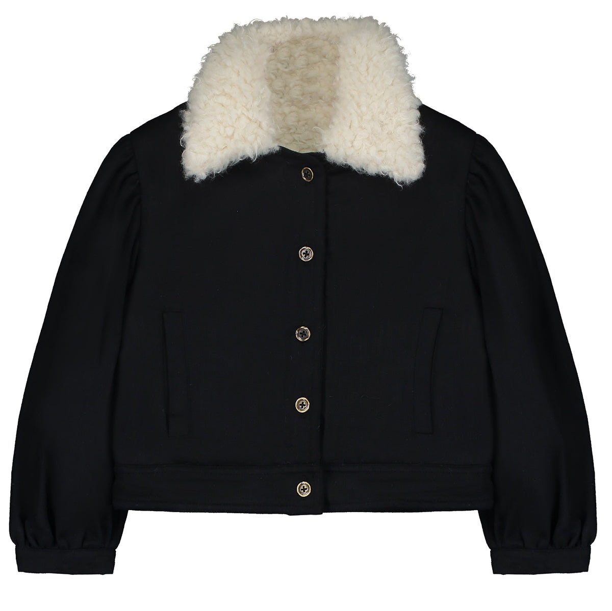 LITTLE CREATIVE FACTORY Denim Crop Jacket - Black