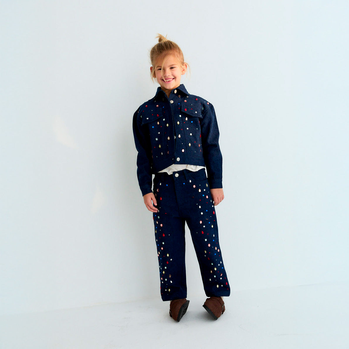 THE NEW SOCIETY Mia Rhinestone Jacket - Blue Denim