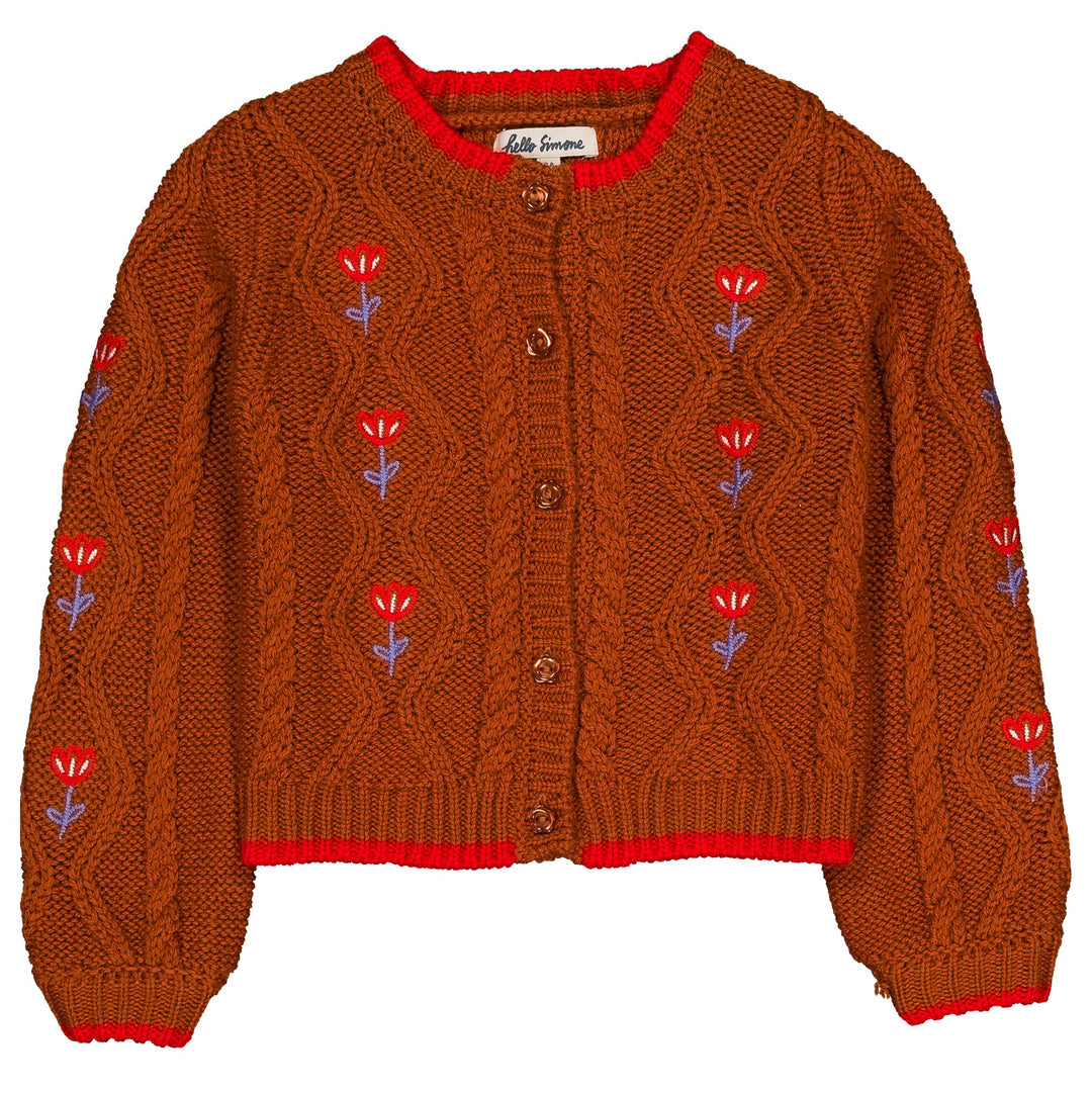 Lison Cable Knit Cardigan in Hazelnut