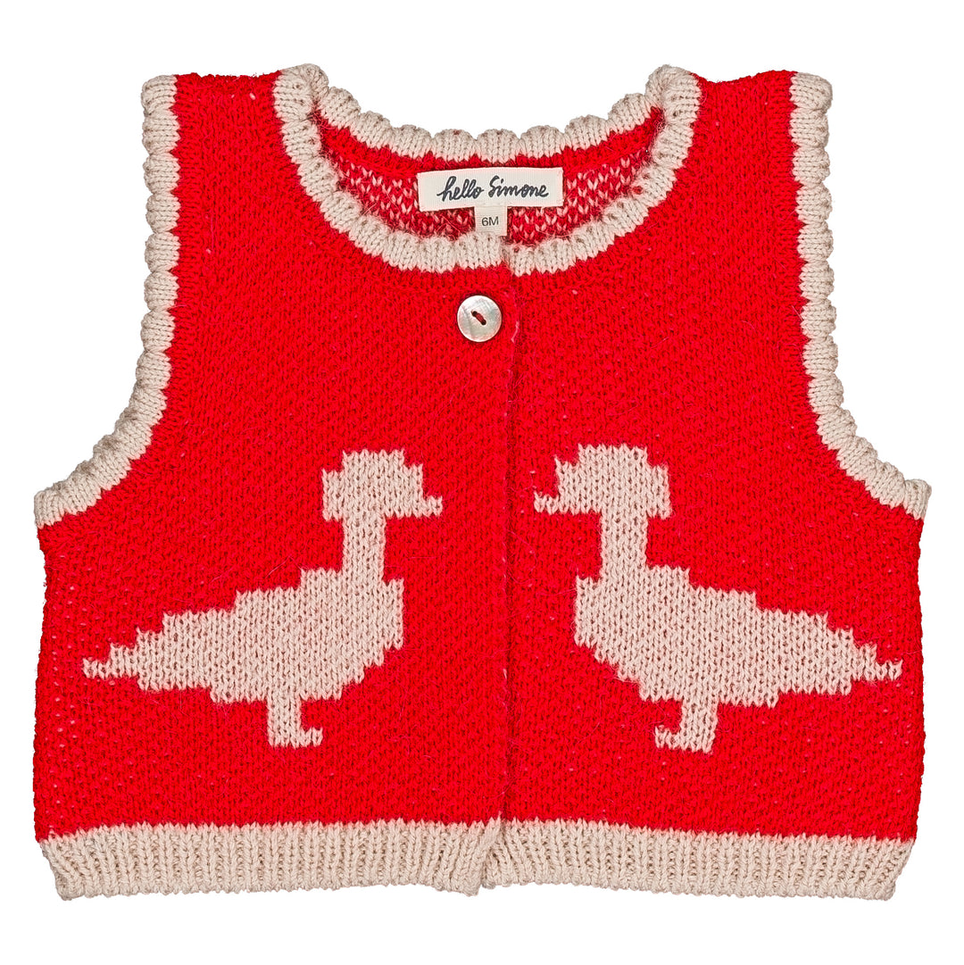 Penny Baby Knit Vest in Red Duck