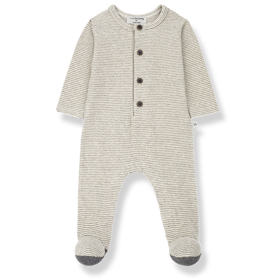 1 + IN THE FAMILY Quim Footed Jumpsuit - Oatmeal