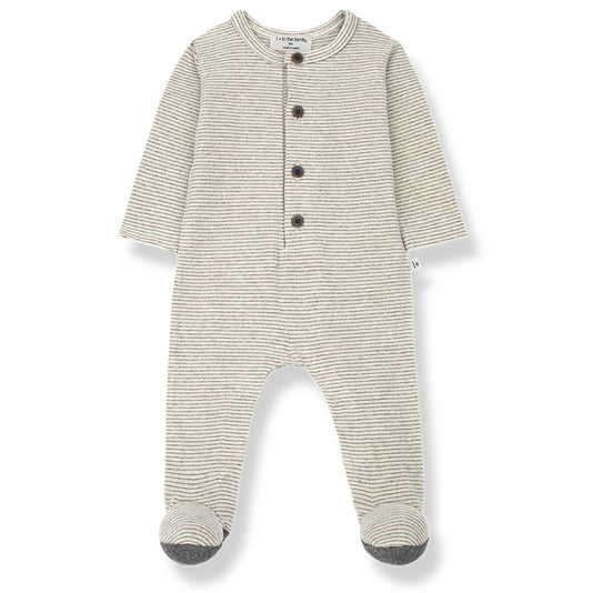 1 + IN THE FAMILY Quim Footed Jumpsuit - Oatmeal