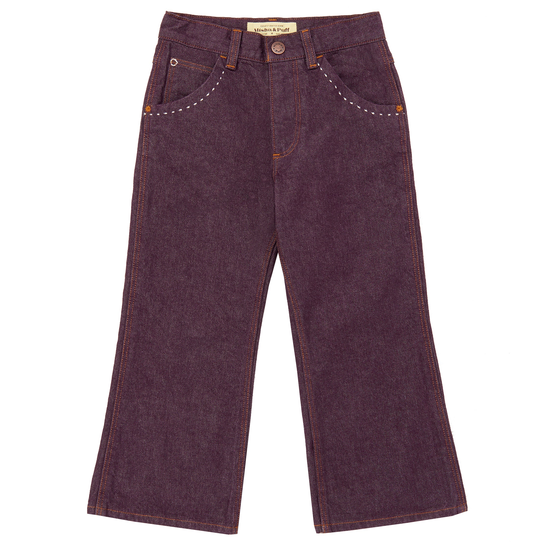 Slim Flared Jeans in Aubergine Denim | Misha & Puff | Yoya NYC