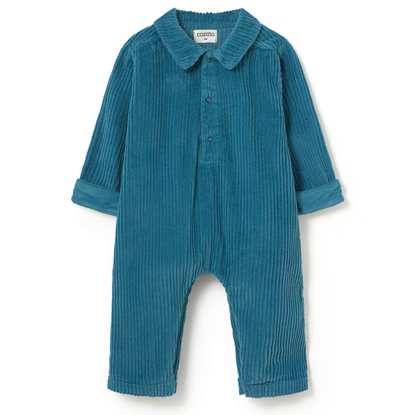 MY LITTLE COZMO Trento Corduroy Baby Jumpsuit - Blue Midnight