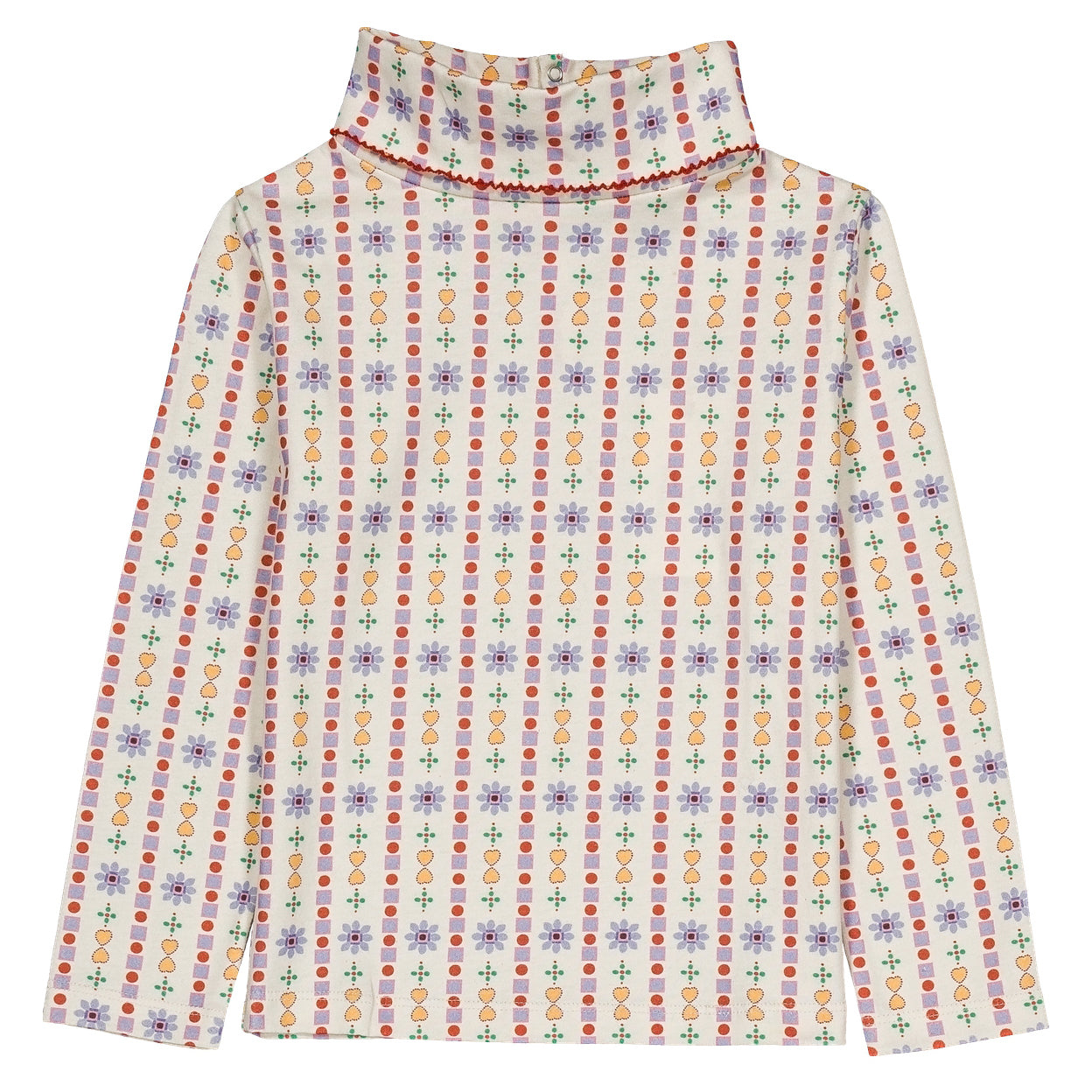 Patterned long-sleeve shirt on a white background