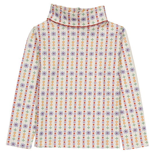 Patterned long-sleeve shirt on a white background