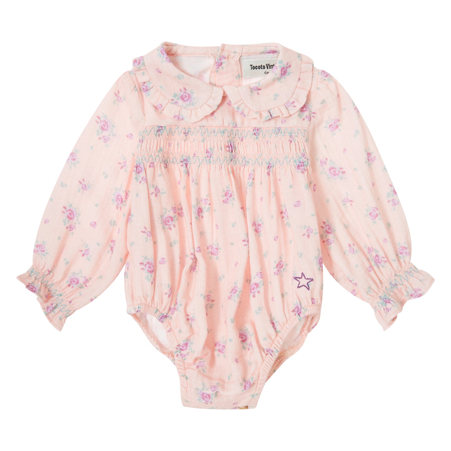 TOCOTO VINTAGE Flowers Cotton Gauze Romper