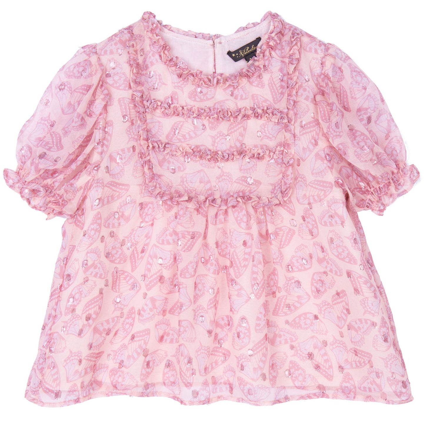 velveteen gracie puff sleeve lace frill top