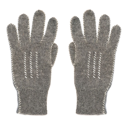 Alpaca Stitch Gloves in Flannel & Ivory