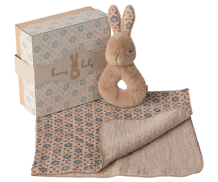 Rabbit Rattle Set, Cream peach