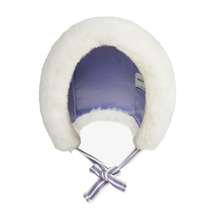 Faux Fur Fold Up Hat in Off-White