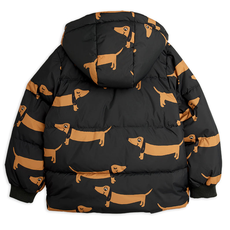 Dog AOP Hooded Puffer in Black