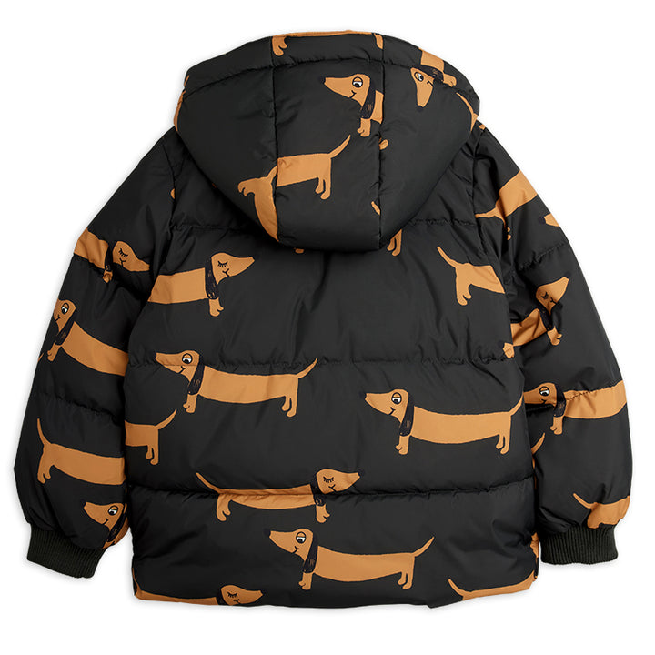 Dog AOP Hooded Puffer in Black