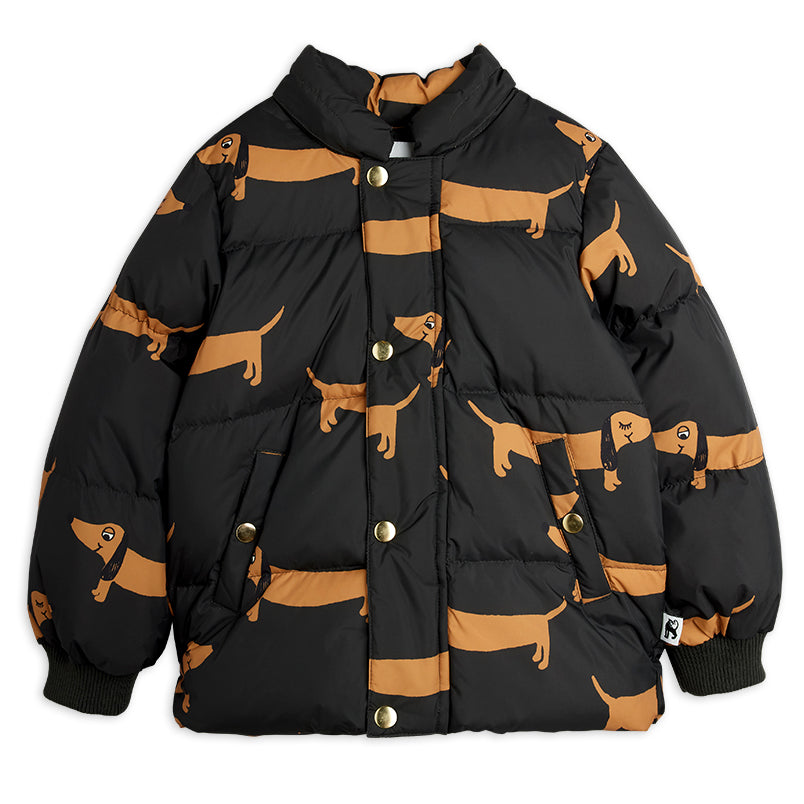 Dog AOP Hooded Puffer in Black