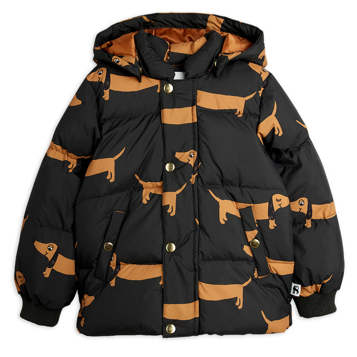 Dog AOP Hooded Puffer in Black