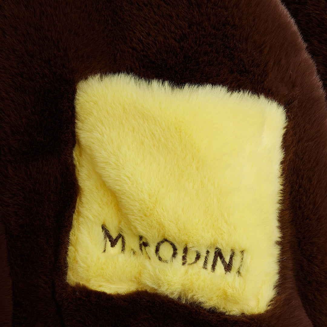 Rabbit Ear Faux Fur Jacket in Brown
