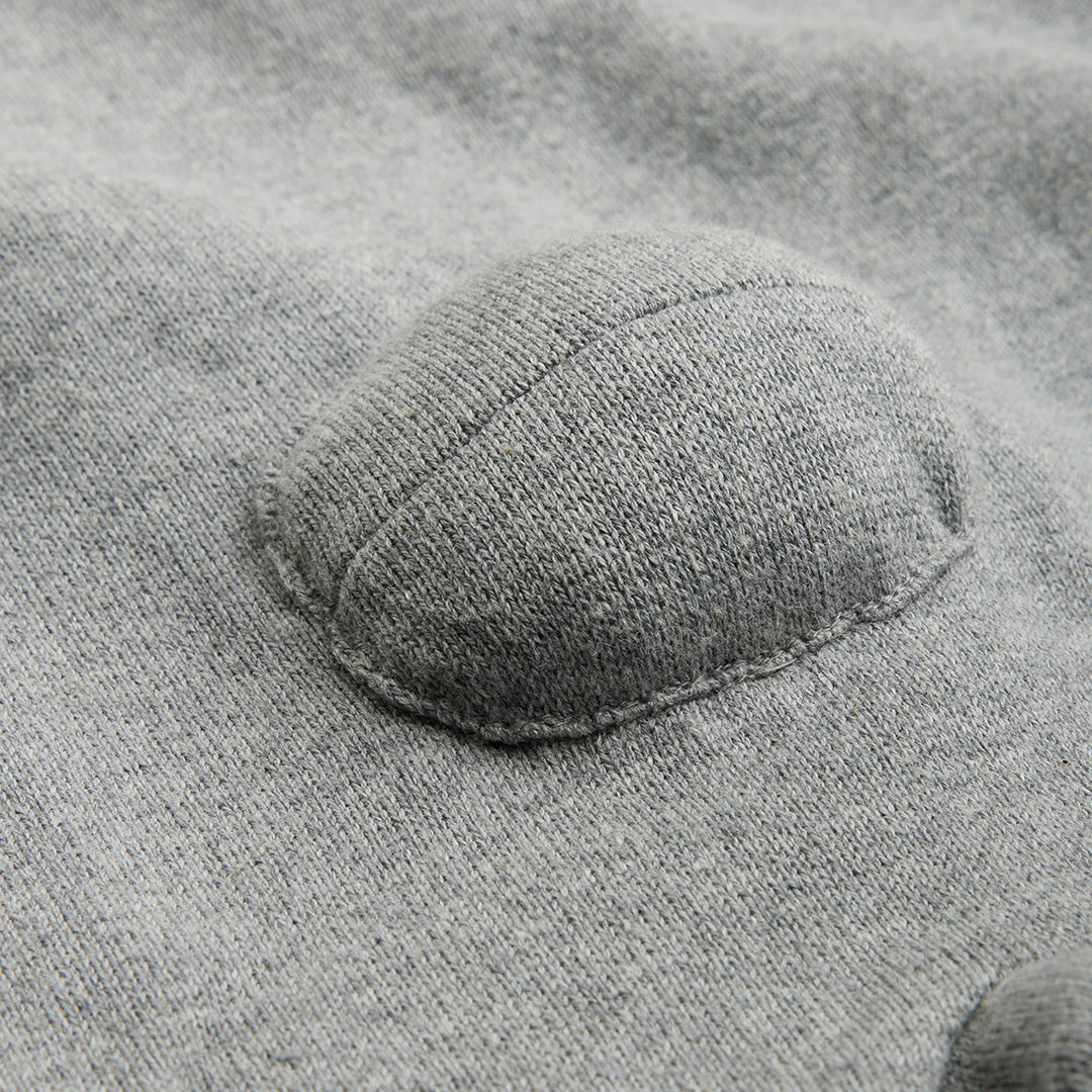 Rabbit Ear Fine Knit Baby Jumpsuit in Grey Melange