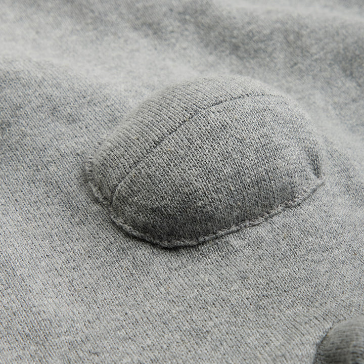Rabbit Ear Fine Knit Baby Jumpsuit in Grey Melange