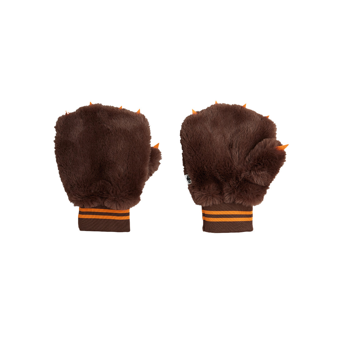 Faux Fur Mittens in Brown