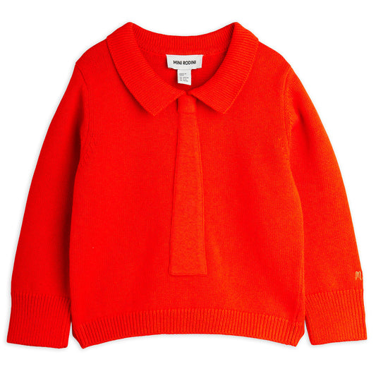 Knitted Tie Sweater - Red