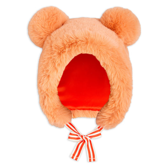 MINI RODINI Faux Fur Ear Hat - Peach