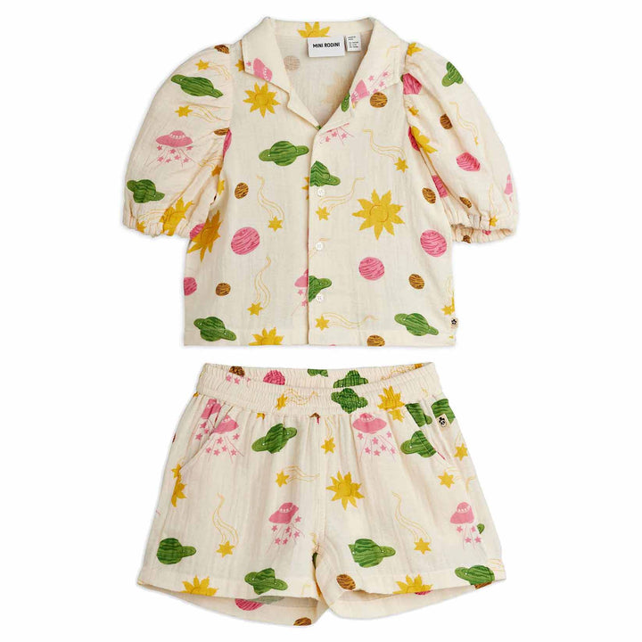 Space Muslin Shorts Set in Off-White