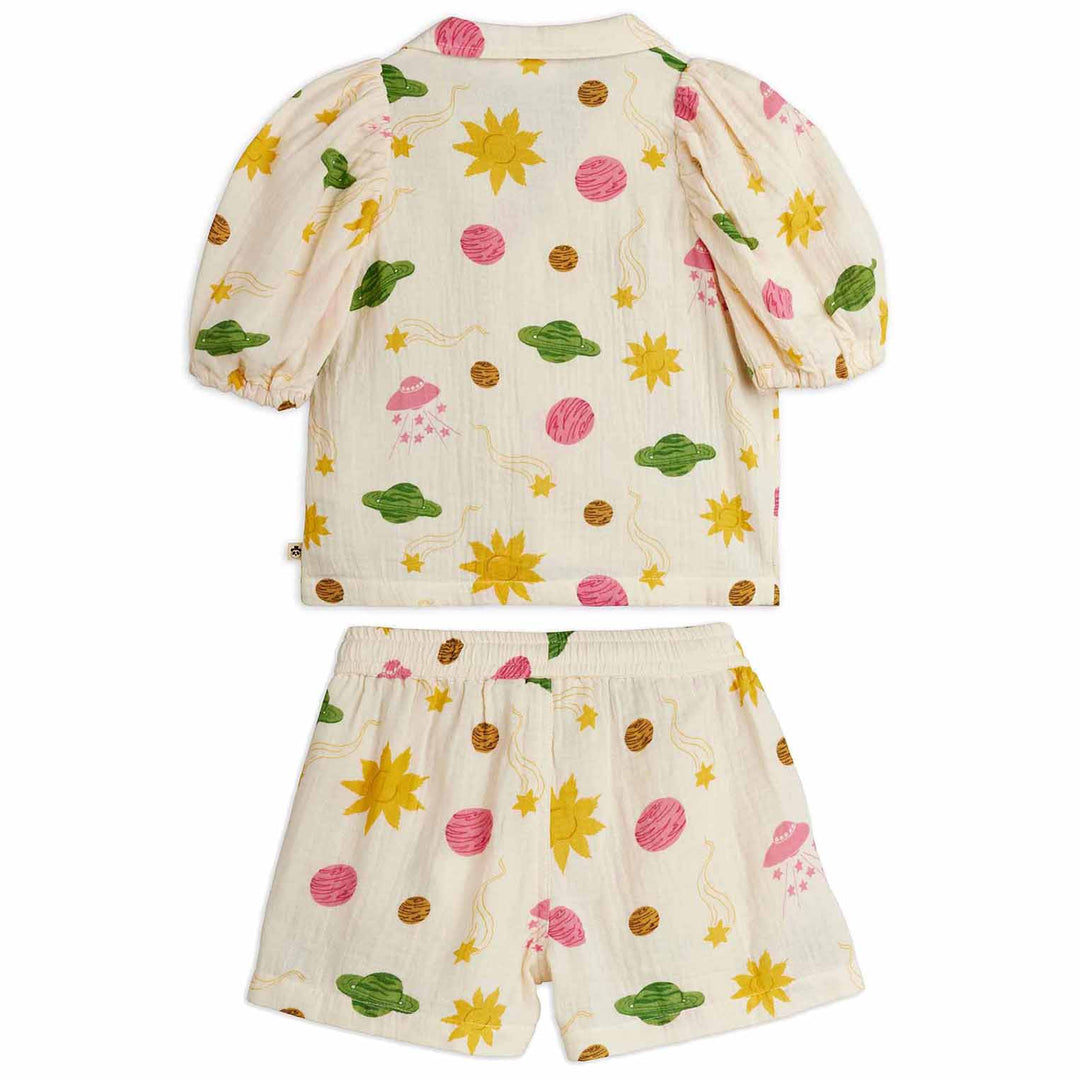 Space Muslin Shorts Set in Off-White