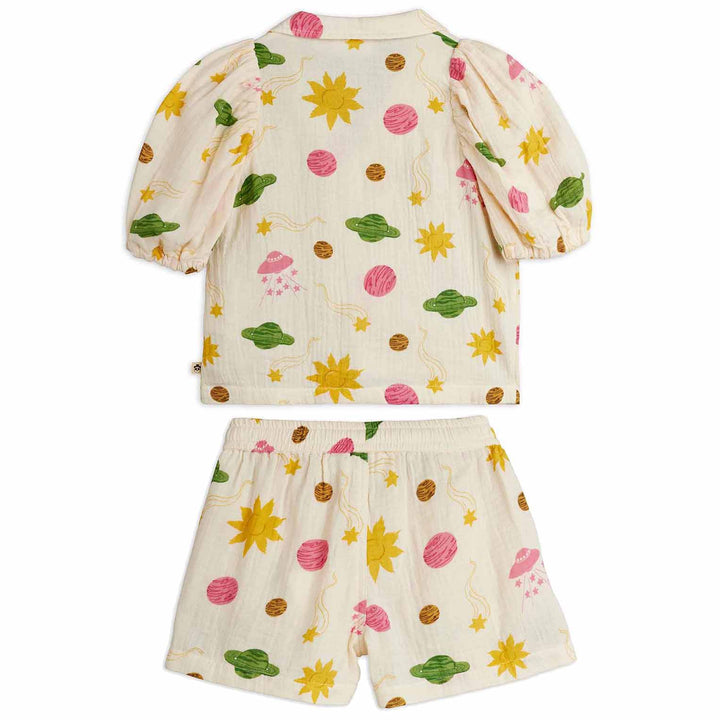 Space Muslin Shorts Set in Off-White