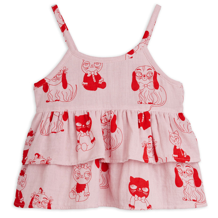 Minibabies Woven Frill Tank In Pink