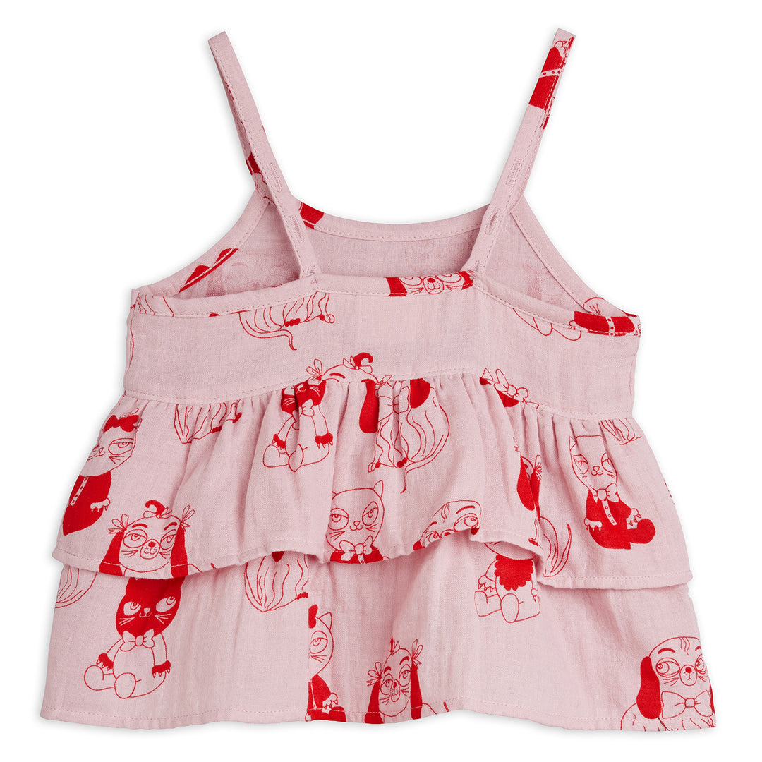 Minibabies Woven Frill Tank In Pink