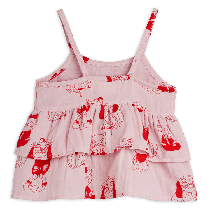 Minibabies Woven Frill Tank In Pink