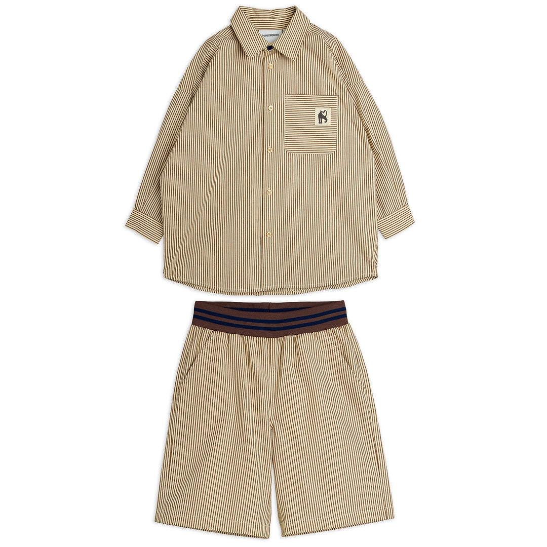 Poplin Stripe Set In Brown