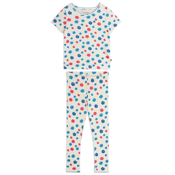 Flowers Picot Edge Pointelle Tee Set In Multi
