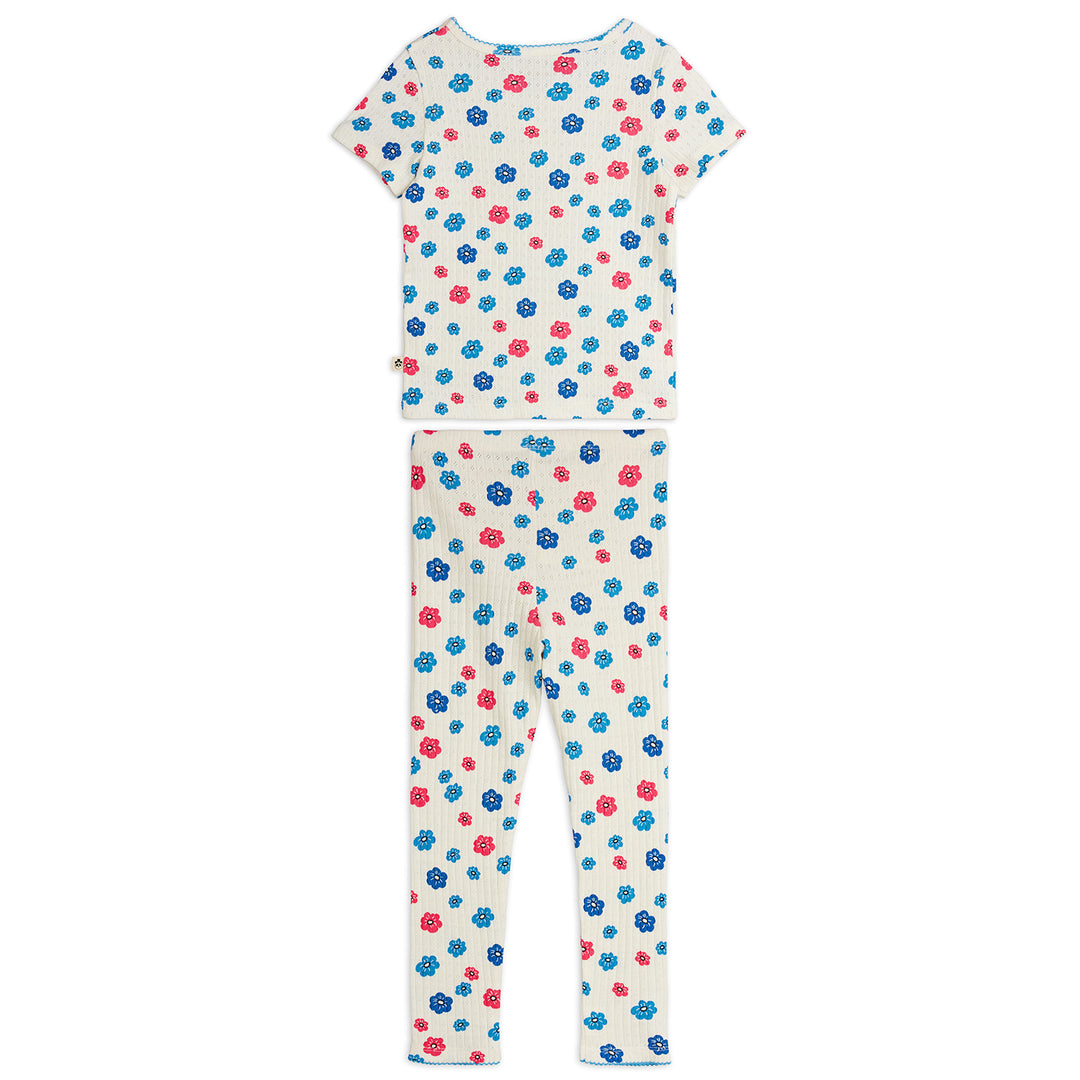 Flowers Picot Edge Pointelle Tee Set In Multi