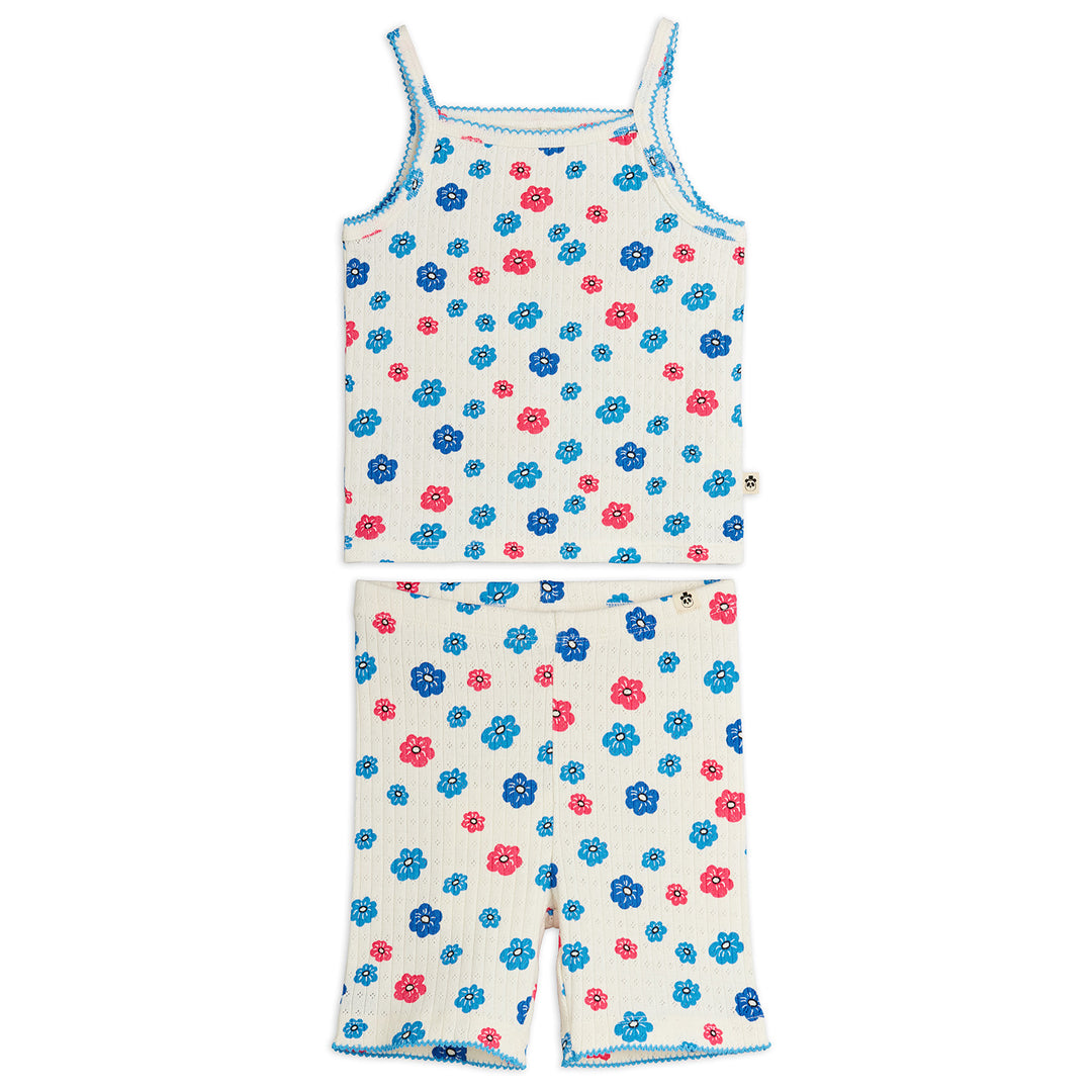 Flowers Picot Edge Pointelle Tank Set In Multi