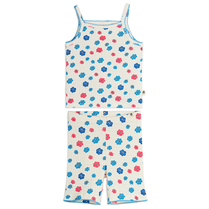 Flowers Picot Edge Pointelle Tank Set In Multi