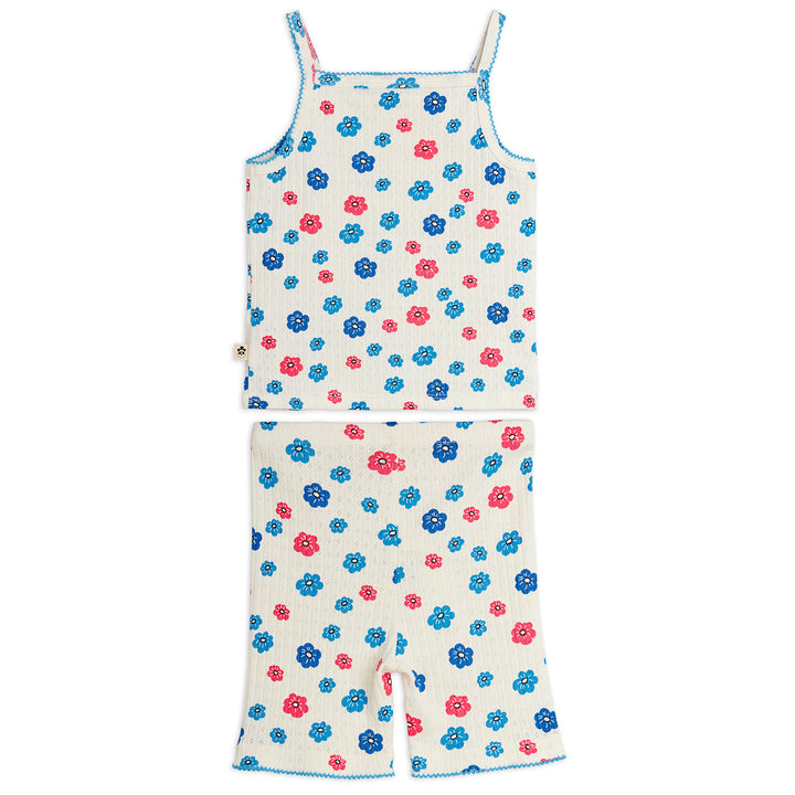 Flowers Picot Edge Pointelle Tank Set In Multi