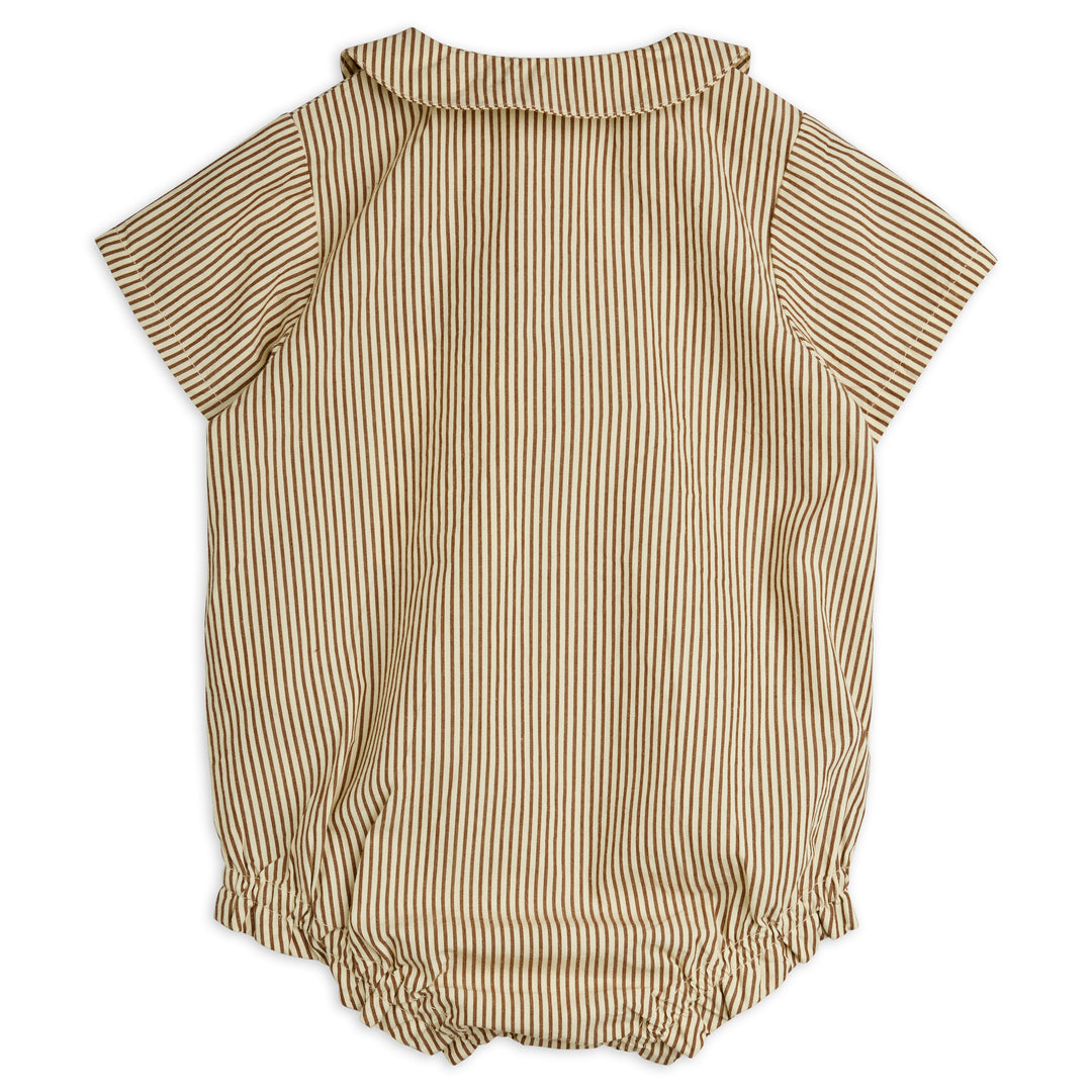 Poplin Strawberry Woven Romper In Brown