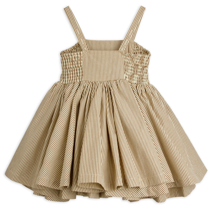Poplin Strawberry Smock Dress In Brown