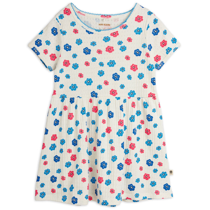 Flowers Picot Edge Pointelle Dress In Multi